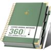 Leather 5 Subject Notebook with Dividers Spiral Notebooks for School,Green