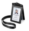Leather ID Badge Holder with Lanyard, 5 Slots PU Leather ID Card Holder