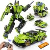 LECPOP STEM Building Blocks Kit, 5 in 1 Remote Control Sports Car and Transform Robot Toy Building Sets, Technic Coding Robotic Toys for Kids Age 8-12, Gifts for 6 7 8-13 Year Old Boys, 591 Pieces