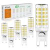 LEDBEFINE G9 LED Bulb Daylight White 6000K Dimmable 3W 420LM Equivalent 40 Watt T4 G9 Halogen, G 9 Bi-pin Base Light Bulbs for Chandelier, Home, Office Lighting, 6-Pack