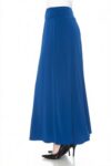 LEEBE Women and Plus Size Rushed Waist A-Line Casual Maxi Skirt (Small-5X) (Deep Blue, 2X)