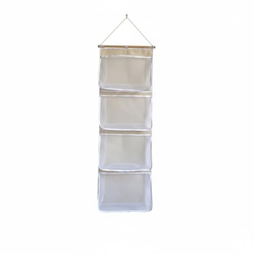 Leefasy Wall Hanging Organizer Storage Bag Closet Organizer Door Organizer Wall Pockets Cotton Linen with Mesh Pockets Suitable for Dorm Rooms Family bedrooms Student Apartments Small, White