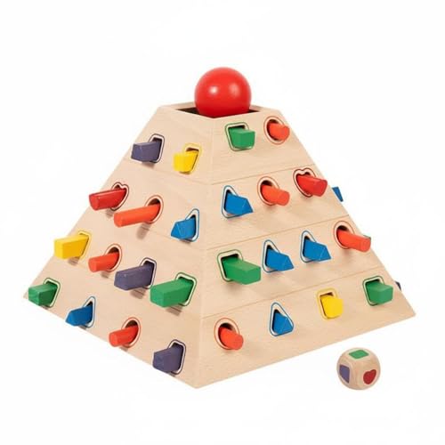 LeeQinersw Children Educational Game Wooden Shape Sorter Pyramid Stacking Puzzle Matching Block Plaything Concentration Fine Motor Practice Suitable for Early Learning Preschool Classroom Home