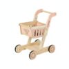 LeeQinersw Children Simulation Cart Wooden Cart Kids Play Cart with Push Handle Wheels and Open Storage for Errand Imitation Suitable for Home playroom Classroom Gift Giving, Pink Shopping Cart