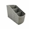 LeeQinersw Desk Stationery Holder 4-Compartment Pen Organizer PP Desktop Compact Stationery Storage Bin Suitable for Office Use Makeup Table, Gray