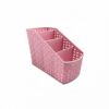 LeeQinersw Desk Stationery Holder 4-Compartment Pen Organizer PP Desktop Compact Stationery Storage Bin Suitable for Office Use Makeup Table, Pink