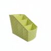 LeeQinersw Desk Stationery Holder 4-Compartment Pen Organizer PP Desktop Compact Stationery Storage Bin Suitable for Office Use Makeup Table, Yellow Green