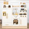 Leeshyah Wooden Kids Play Kitchen, Pretend Cooking Toy Set with Stove, Sink, Coffee Maker & 11 Accessories, Montessori-Inspired Kitchen Playset for Toddlers Ages 3+