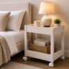 Leesingdo Wooden Rolling Storage Cart 2-Tier Mobile Organizer Small Spaces