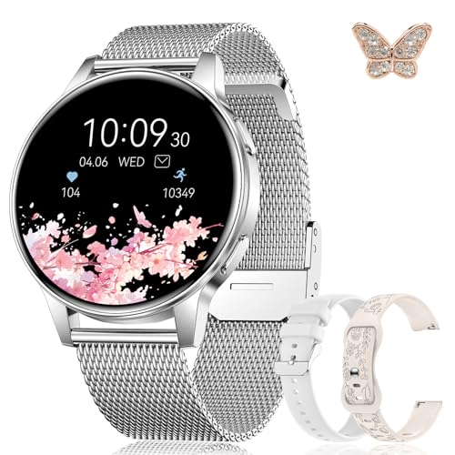 Lefitus Smart Watch for Women, 1.27" HD Touchscreen Smartwatch with Bluetooth Call & Text Notification, 130+ Sport Modes, IP68 Waterproof Fitness Tracker with Heart Rate/Sleep Monitor, 4 Bands