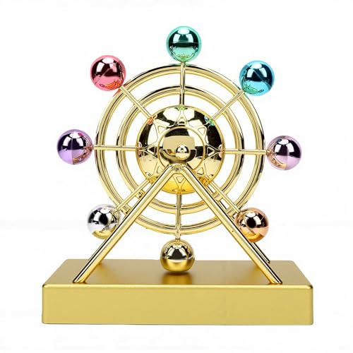 Leftwei Perpetual Motion Windmill Kinetic Art Sculpture for Home, Office | Revolving Colorful Balance Balls, Battery Powered Desktop Decoration for Science Enthusiasts Teachers Students