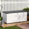 LegacyAmerhome Outdoor Storage Shed, Resin Waterproof Storage Cabinet, Large Deck Box with Smooth-Opening Lid, UV Resistant & Windproof for Patio Garden Backyards, 21 Cu.Ft Light Grey
