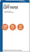 Legal Size Copy Paper, 8.5 x 14 In, White, 20 lb, 92 Bright, 500 Sheets, for Laser and Inkjet Printers