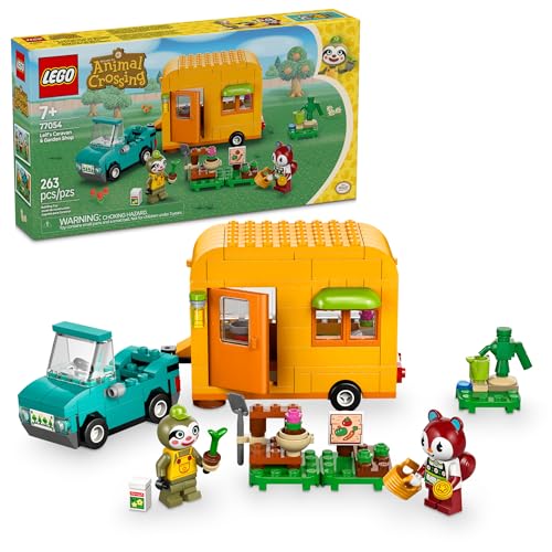LEGO Animal Crossing Leif's Caravan & Garden Shop Building Toy - Gift for Birthdays - Animal Crossing Toy Figure and Playset for Kids, Girls and Boys, Ages 7+ - 77054