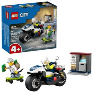 LEGO City Police Motorcycle Chase Building Toy for Kids - Pretend Play Building Blocks for Boys & Girls, Ages 4+ - Preschool Learning Toy W/Police & Crook Minifigures - Gift for Birthdays - 60455