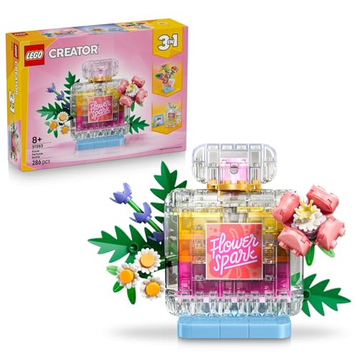 Lego Creator 31383 Perfume Bottle: Flower Crush Toy, Birthday Gift, Blocks, Girls, Boys, Kids, 8 Years Old, 9 Years Old, 10 Years Old, Elementary School, Bouquet, Artificial Flowers, Decoration
