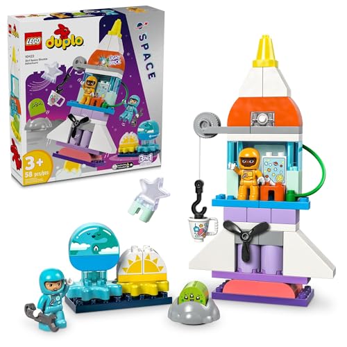 LEGO DUPLO 3 in 1 Space Shuttle Adventure Toddler Building Toys - Space Toys for Boys & Girls, Ages 3+ Years - Gift for Christmas - Learning & Pretend Play Activity - 10422