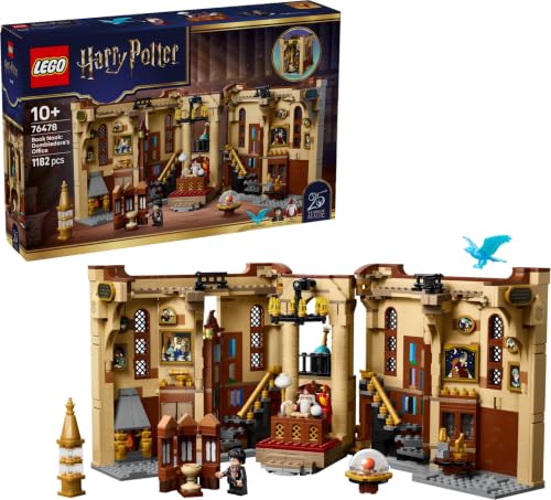 LEGO Harry Potter Book Nook: Dumbledore’s Office – 1,182-Piece Hogwarts Display Building Set with Harry Potter & Dumbledore Minifigures, Fawkes Phoenix, Collectible Bookshelf Decor Gift – 76478