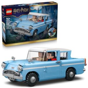 LEGO Harry Potter Enchanted Flying Ford Anglia Car Building Toy for Boys & Girls - Book Shelf & Bedroom Decor for Ages 14+ - W/Harry, Ron, & Hedwig Minifigures - Gift Idea for Birthdays - 76470