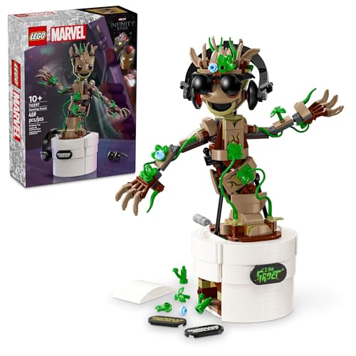 LEGO Marvel Dancing Groot, Guardians of the Galaxy Toy, Buildable Birthday Gift, Marvel Toy, Super Hero Hand-Operated Interactive Playset, Marvel Gift for Kids, Animated Groot Figure, 76297