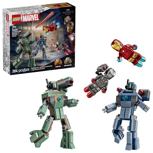 LEGO Marvel Iron Man & War Machine vs. Hammer Drones Building Toy - Pretend Play Set W/ 2 Toy Minifigures - Kids Building Blocks for Boys & Girls, Ages 7+ - Gift Idea for Birthdays - 76320