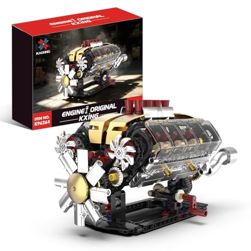 Leleodopo V8 Engine Building Blocks Kit that Runs, 8-Cylinder Car Engine Construction Set, with Rechargeable Motor, Compatible with Lego, Suitable for Children Ages 12+ and Adult Bricks Collector