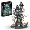 Leleopodo Haunted House Building Set for Kids & Adults 8+ – Treehouse Gothic Castle Kit with Spooky Green LED Lights, 598+ Pcs Halloween Home Decor, Gift for Horror Movie Fans & Collectors