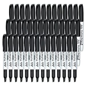 Lelix 42 Pack Black Dry Erase Markers Chisel Tip, Bulk Whiteboard Markers for School, Office Supplies, Perfect for Writing on White Board, Mirror,Calender