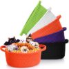 LemonRoad 5 Pcs Halloween Party Supplies Decor Black Purple Green White Orange Mini Halloween Empty Gift Basket with Handles Small Cotton Rope Woven Basket Trick or Treat Candy Baskets, 9 x 6 x 5 Inch