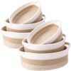 LemonRoad 6 Pcs Boho Cotton Rope Storage Baskets for Organizing 3 Sizes Woven Shelf Basket Set Decorative Nesting Fabric Bins Organizer for Nursery Bathroom Countertop Closet Vanity Shelves