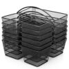 LemonRoad 6 Pcs Portable Metal Storage Caddy with Handle 3 Compartment Multipurpose Classroom Storage Organizer Caddies for Table Desk Office School Kids Room (Black)