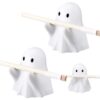 LemonSecret 3 Pcs Cute Halloween Ghost Pen Holder, Spooky Resin Pen Holder Statue Adorable Pencil Stand for Home Office Desk Decoration, Funny Desktop Organizer Accessory