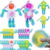 LENDOD 24 PCS Astronaut Transformable Pop Fidget Spinners Toys with Keychain - Party Favors Bulk & Goodie Bag Stuffers for Kids, Sensory Travel Toy for Ages 4-8, Treasure Box Toys for Classroom