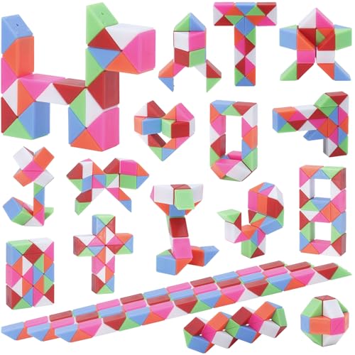 LENDOD Mini Fidget Snake Cube Toys 30PCS Party Favors Bulk-Goodie Bag Stocking Stuffers for Kids, Treasure Box Toys for Classroom Reward, Quiet Sensory Travel Toy for Ages 4-8, Gift for Kids Birthday