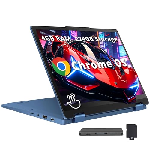 Lenovo Flex 3i Chromebook 12.2" WUXGA Touchscreen 2-in-1 Laptop, Intel N100, 4GB LPDDR5, 224GB Storage (64GB eMMC+160GB Docking Station), Intel UHD Graphics, HD Webcam, Wi-Fi 6, Chrome OS, Blue