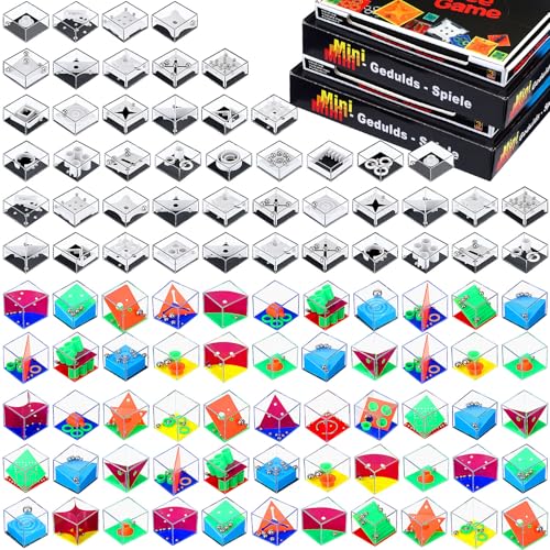 Lenwen 96 Pcs Brain Teaser Puzzle Mini Fidget Puzzle Cubes 3D Ball Maze Cube Cubes Party Favor Games Challenge Decompression(Colorful Colors)