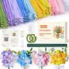 LENYNAL 500 Pcs Pipe Cleaners Bulk Craft, 10 Colors Pastel Pipe Cleaner Flower Kit, Glue-Free & Safe for Kids, Step-by-Step Tutorial, Chenille Stems for Flower Making