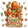 Leodozzio Christmas Wooden Puzzles for Adults & Kids, Gingerbread Family Puzzle 200 Pieces, 5MM Unique Shape Winter Jigsaw Wood Puzzle for Grandkids, Holiday Decoration Gifts, Family Game, 9x12.2 in
