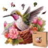LEOGOR Wooden Jigsaw Puzzles for Adults 200 Pieces (13.5 × 11.3 in), Hummingbird Puzzle, Extra-Thick 5mm Wood, 30 Unique Animal-Shaped Pieces, Premium Gift for Adults and Teens