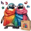 LEOGOR Wooden Puzzles for Adults, Extra-Thick 5 mm Wood Unique Penguin Puzzle 200 Pieces (12.8 × 11.4 in), Winter Mosaic Jigsaw with Odd Shaped Pieces, Colorful and Relaxing Gift for Adults and Teens