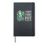 Leprechaun Holding Pot of Gold with Clover Background Hardcover Journal, Black