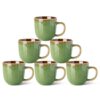 LERATIO Ceramic Coffee Mugs Set of 6,12oz Handmade Coffee Mugs Set with Large Handle for Cappuccino/Latte/Tea/Hot Cocoa, Dishwasher & Microwave Safe-Sage Meadow Green