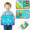 Lercaii Montessori Busy Board & Busy Book with 10+ Sensory Activities, Fine Motor Skills Learning Toy with Shoe Lacing Practice, Quiet Travel Toy for Airplane & Car, Birthday Gift for Boys Girls