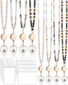 Lerheedi 4 Set Teacher Gifts Lanyard with ID Holder Natural Stone Beaded Retractable Breakaway Cute Morganite Lanyards for ID Card Key Ring Badges for Women