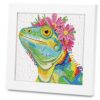 lesaonsy Diamond Art Kits for Kids with Frame (6 Inch Pre-Framed Canvas) Animal Gem Art Gift Set for Teens, Boys, Gilrs (Beginner-Friendly, 1-3 Hour) | Resin Drills & Tools (Chameleon)