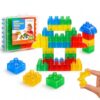 LESONG Sensory Building Toys for Toddlers: 24PCS Squeezable Silicone Stacking Toys – Early Learning Construction Playset for Preschool Manual Skills, Birthday Gifts