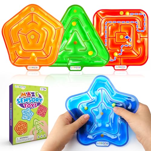 LESONG Sensory Fidget Toys for Kids: 4 Pack Squishy Gel-Filled Fidget Maze for Special Needs - Calming Sensory Toys for Autism ADHD Classroom Prizes - Travel Games for Boys Girls Car Road Trips