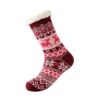 LESSO Christmas Thick Slipper Sock for Women, Xmas Fuzzy Non Slip Socks Comfy Fluffy Warm Winter Home Holiday (Hot Pink,One Size)