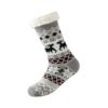 LESSO Christmas Thick Slipper Sock for Women, Xmas Fuzzy Non Slip Socks Comfy Fluffy Warm Winter Home Holiday (Grey,One Size)