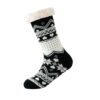 LESSO Christmas Thick Slipper Sock for Women, Xmas Fuzzy Non Slip Socks Comfy Fluffy Warm Winter Home Holiday (Black,One Size)